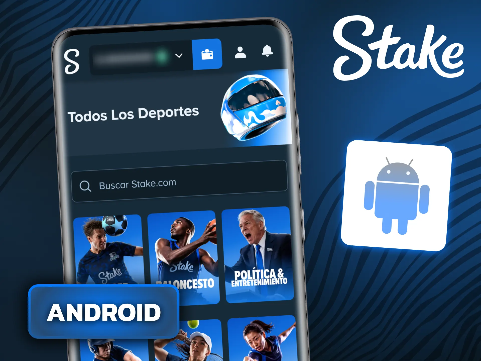 Bajá la app de Stake para Android y apostá en tus deportes preferidos desde tu celular.