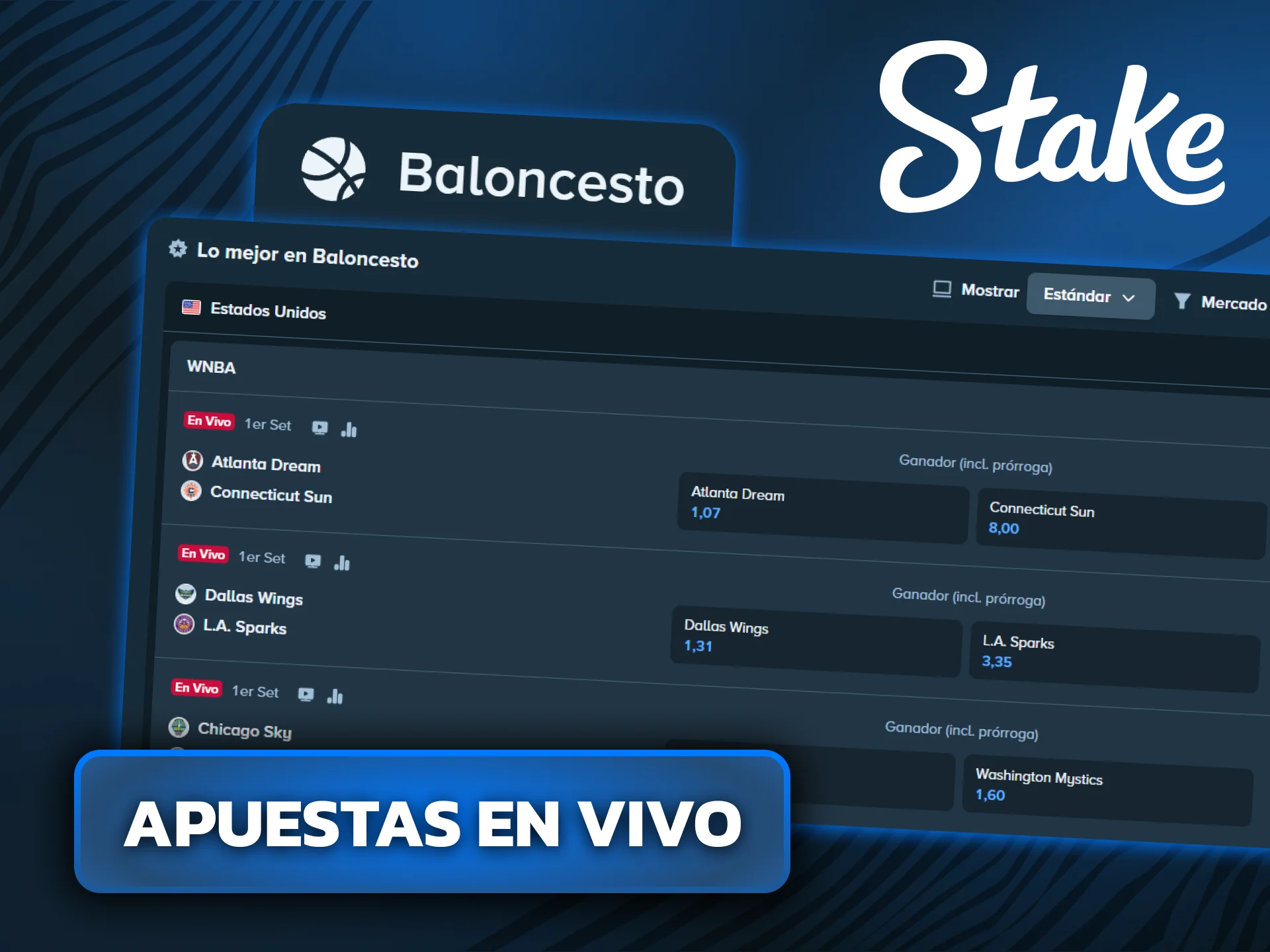 Apostá en tiempo real en los partidos de baloncesto en directo en Stake.