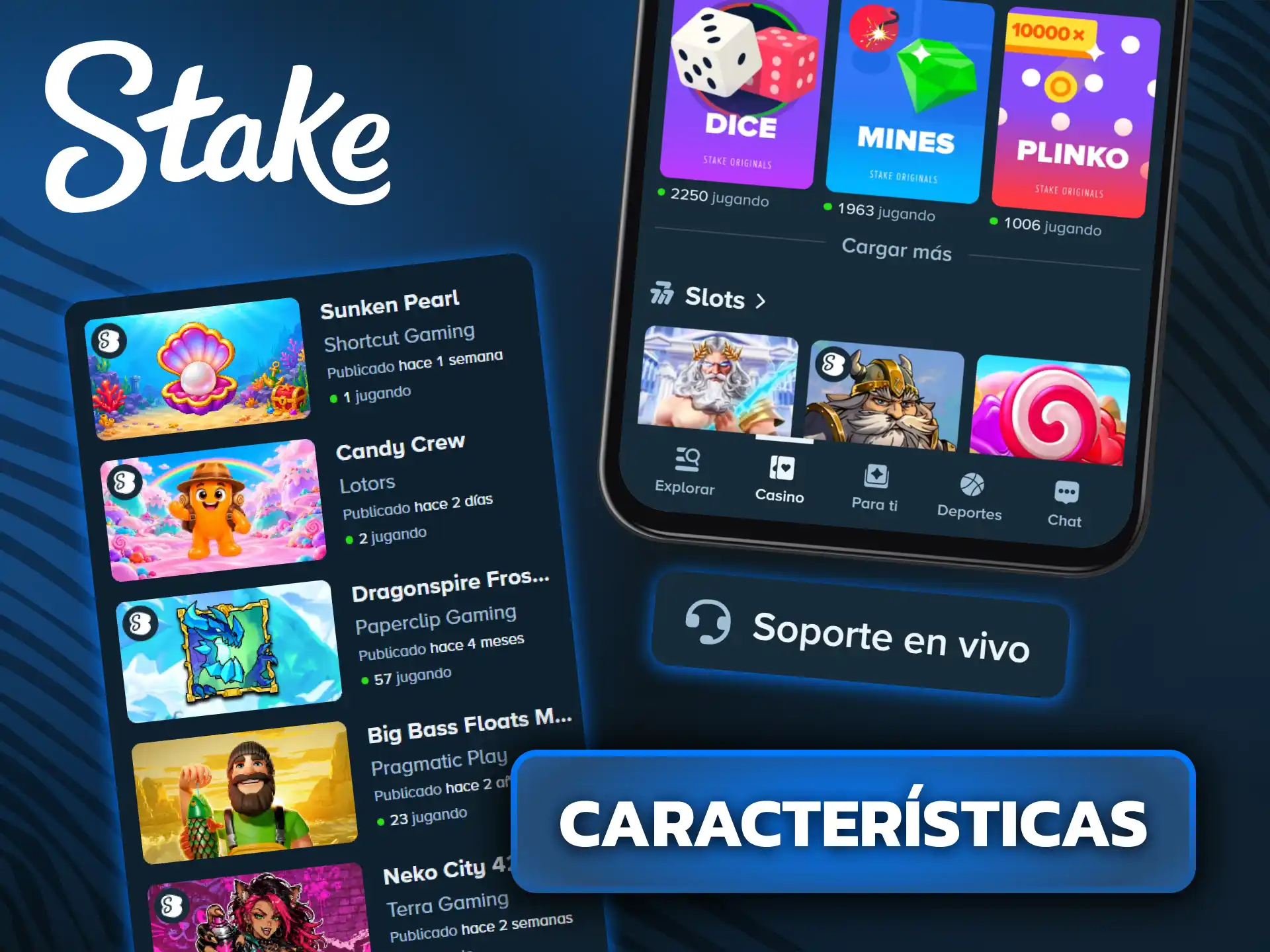Conocé todas las características innovadoras y las funciones especiales que hacen único al casino online de Stake.