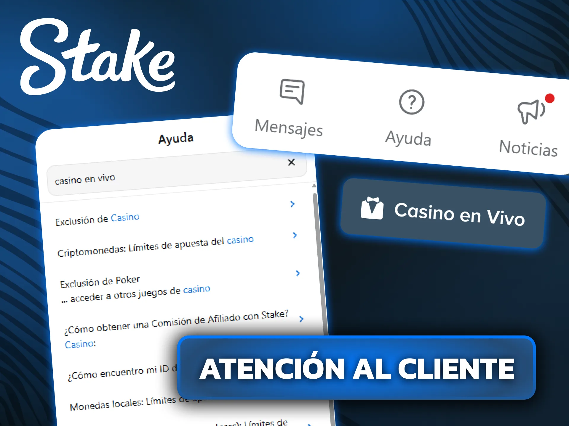 Contactá al soporte en vivo si necesitás ayuda en las mesas de Stake.