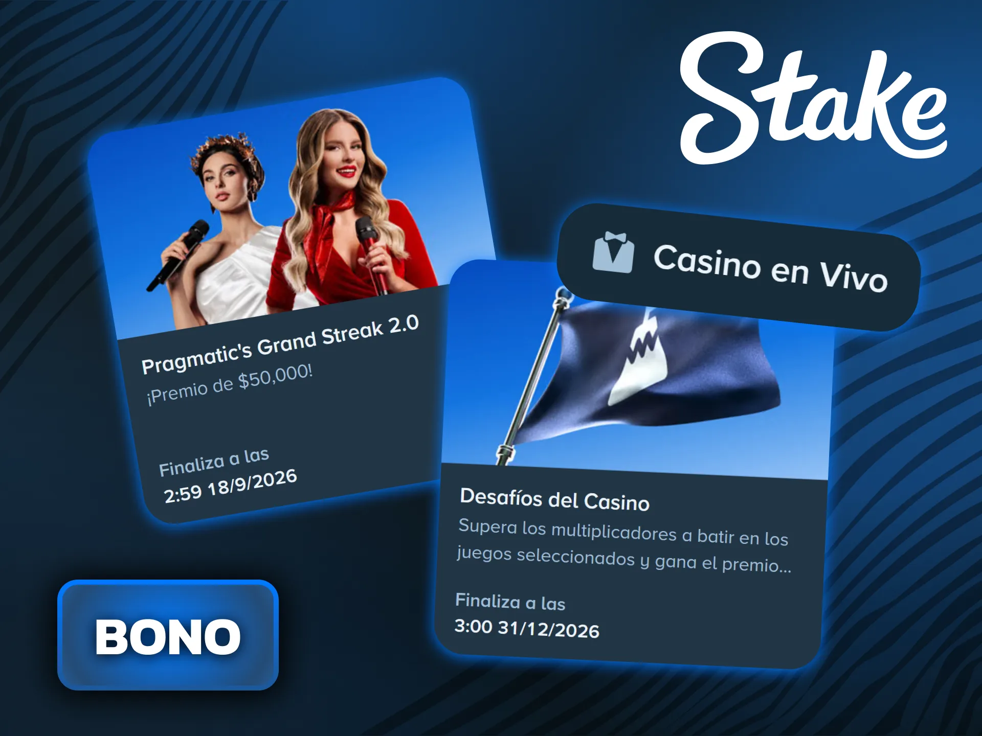 Activá tus bonos de casino en vivo y aprovechá las fichas gratis en Stake.