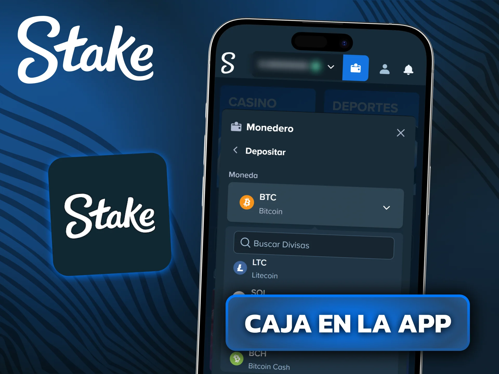 Realizá depósitos y retiros de forma rápida desde la app móvil de Stake.