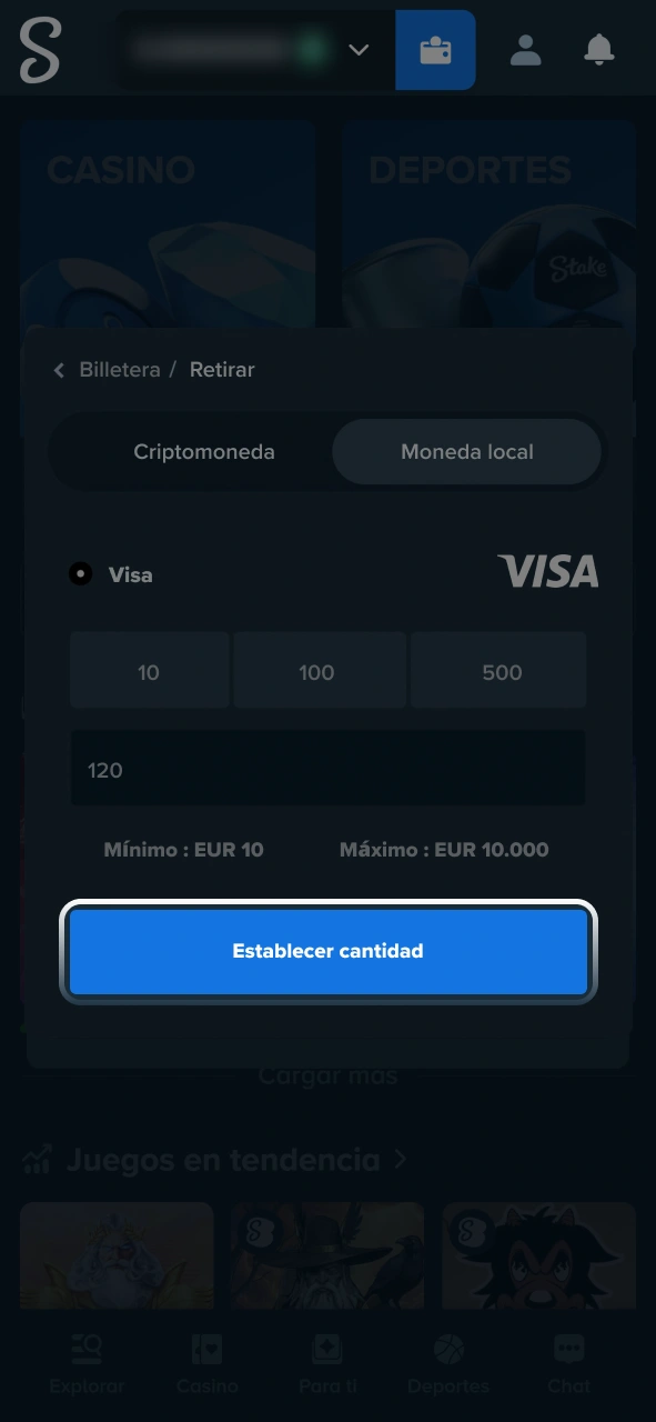 Confirmá tu solicitud de retiro para procesar la transferencia en Stake.