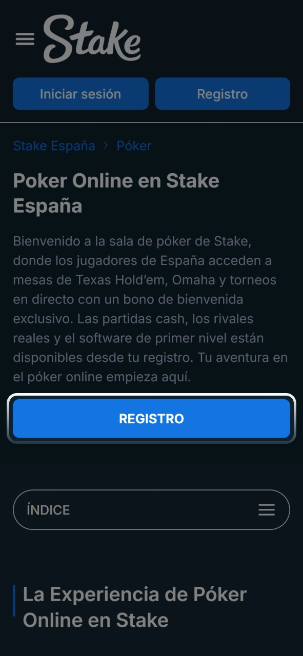 Entrá a las mesas de póker y elegí tu modalidad de juego preferida en Stake.