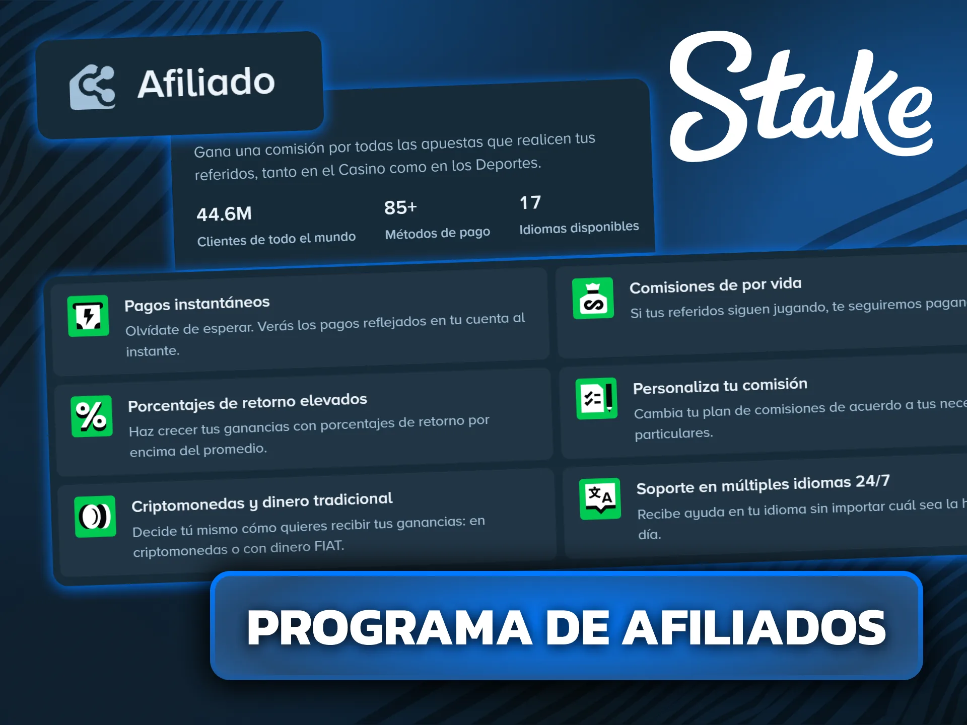 Sumate al programa de afiliados y generá ingresos con Stake.