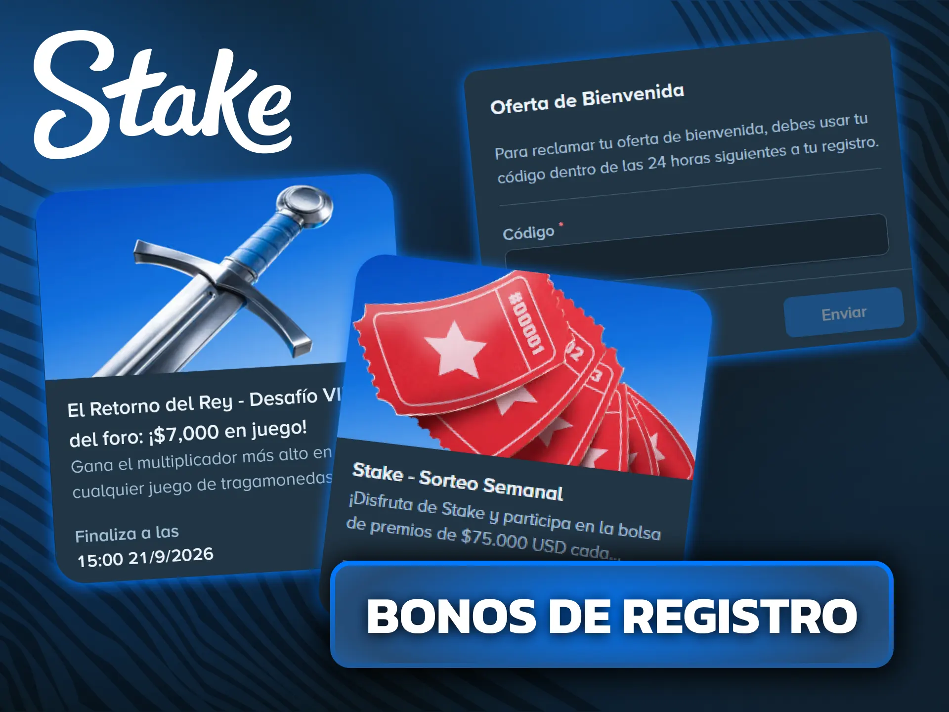 Reclamá tu bono de bienvenida exclusivo al crear tu cuenta en Stake.