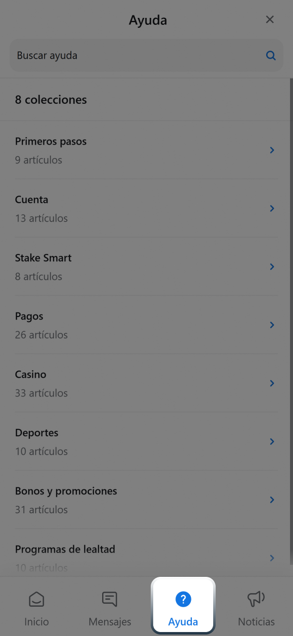 Elegí el tema relacionado con tu duda para encontrar respuestas rápidas en Stake.