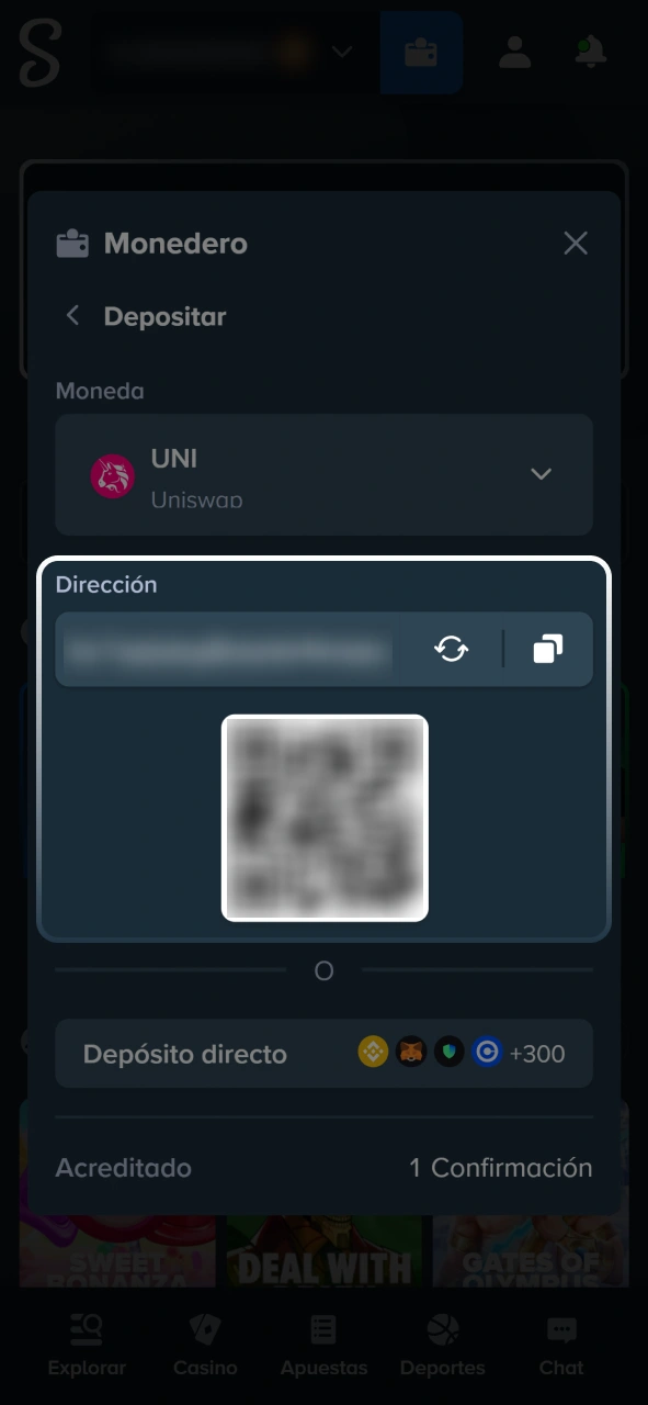 Recargá saldo en tu cuenta para empezar a girar en las tragaperras de Stake.